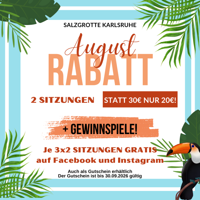 August-Angebot: 2 Sitzungen für 20€ anstatt 30€.